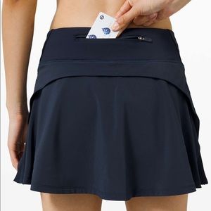 Play off the Pleats true navy skirt